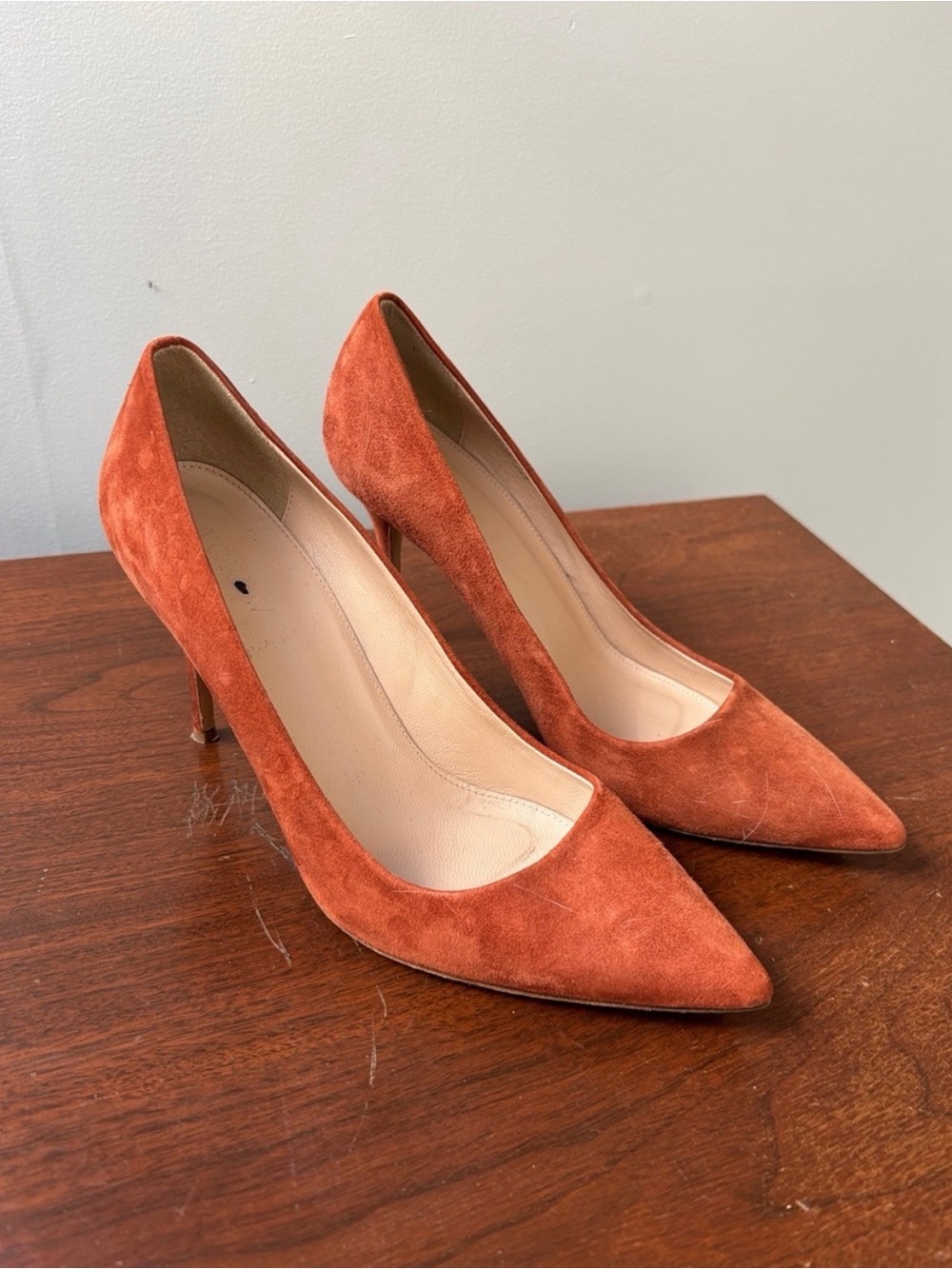 J. Crew Rust Suede Pointed-Toe Pumps